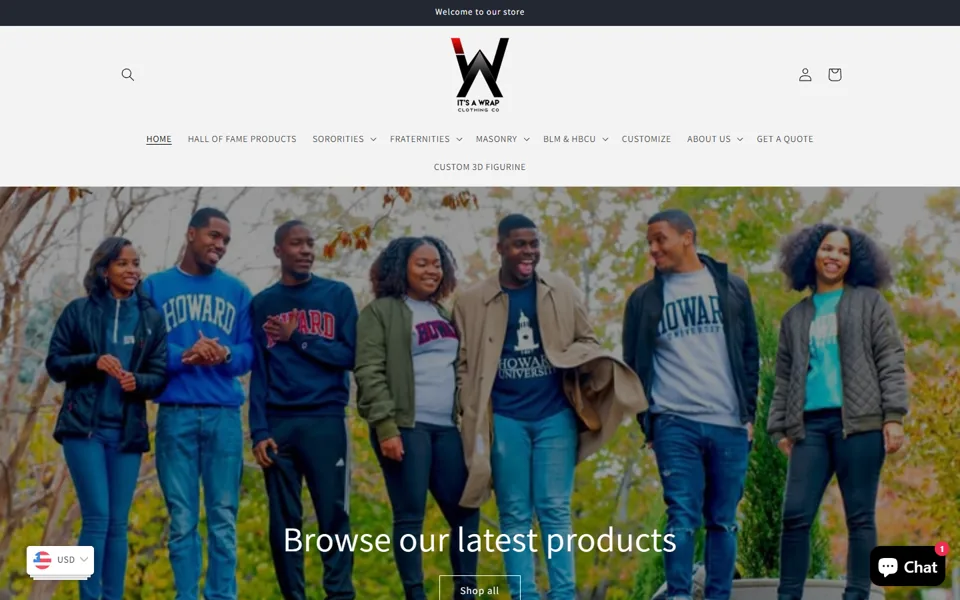Screenshot of itsawrapclothing.com
